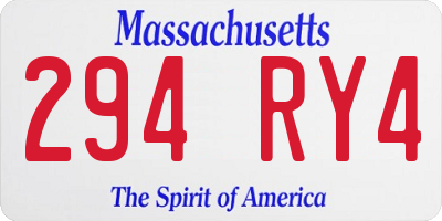 MA license plate 294RY4