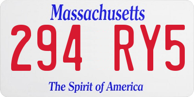 MA license plate 294RY5