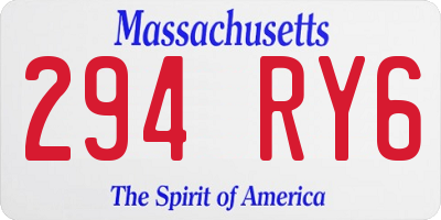 MA license plate 294RY6