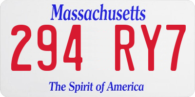 MA license plate 294RY7