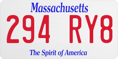 MA license plate 294RY8