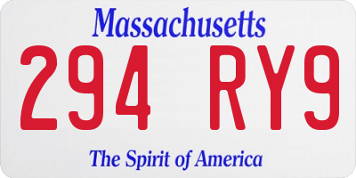 MA license plate 294RY9