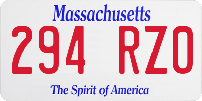 MA license plate 294RZ0