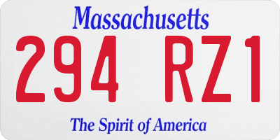 MA license plate 294RZ1