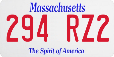 MA license plate 294RZ2
