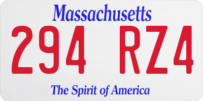 MA license plate 294RZ4