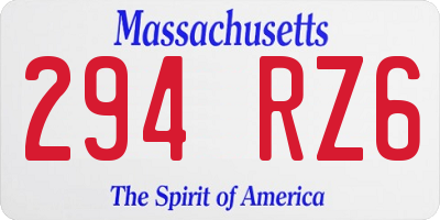 MA license plate 294RZ6