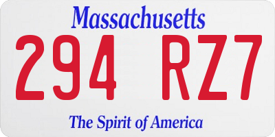 MA license plate 294RZ7