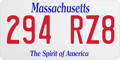 MA license plate 294RZ8