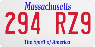 MA license plate 294RZ9