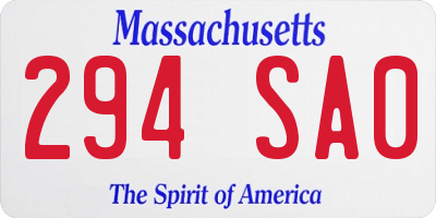 MA license plate 294SA0