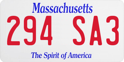 MA license plate 294SA3