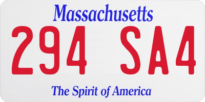 MA license plate 294SA4