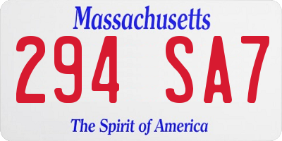 MA license plate 294SA7