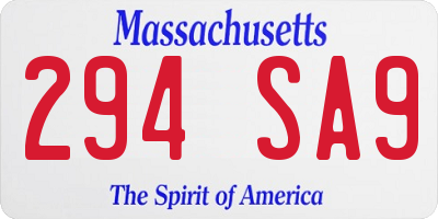 MA license plate 294SA9