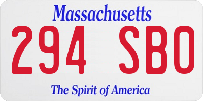 MA license plate 294SB0