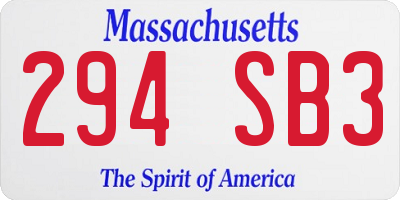 MA license plate 294SB3