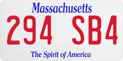 MA license plate 294SB4