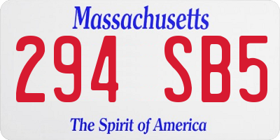 MA license plate 294SB5