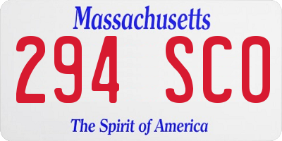 MA license plate 294SC0