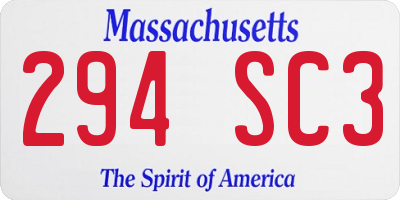 MA license plate 294SC3