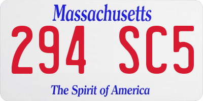 MA license plate 294SC5
