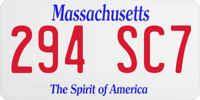 MA license plate 294SC7