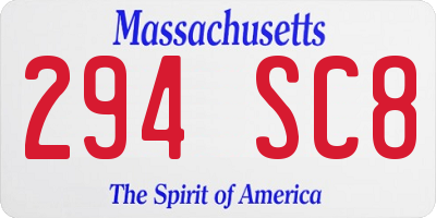 MA license plate 294SC8