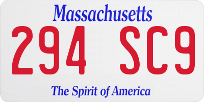 MA license plate 294SC9