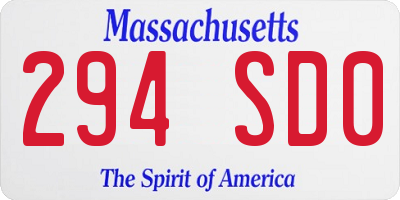 MA license plate 294SD0