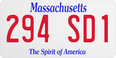 MA license plate 294SD1