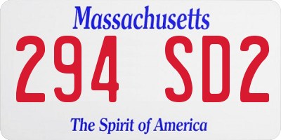 MA license plate 294SD2