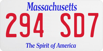 MA license plate 294SD7