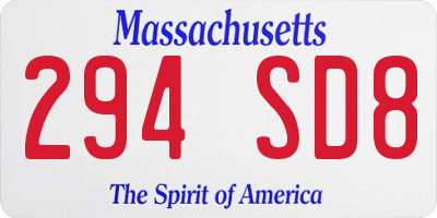 MA license plate 294SD8