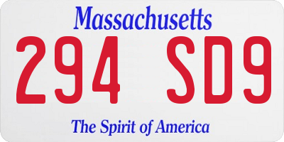 MA license plate 294SD9