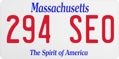 MA license plate 294SE0