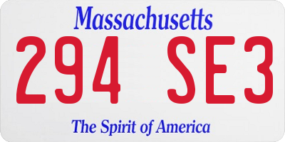 MA license plate 294SE3