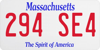 MA license plate 294SE4