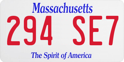 MA license plate 294SE7