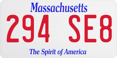 MA license plate 294SE8