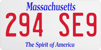MA license plate 294SE9