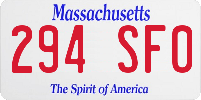 MA license plate 294SF0