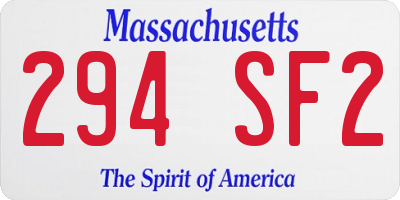 MA license plate 294SF2