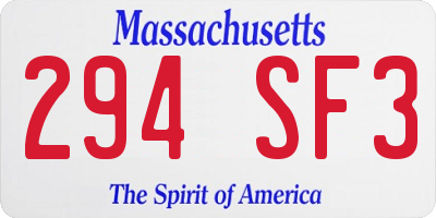 MA license plate 294SF3