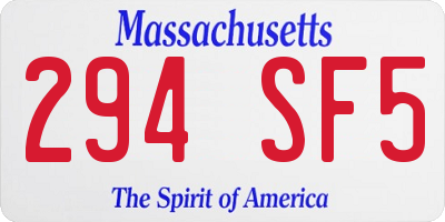 MA license plate 294SF5