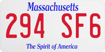MA license plate 294SF6