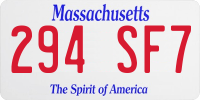 MA license plate 294SF7