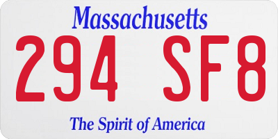 MA license plate 294SF8
