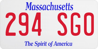 MA license plate 294SG0