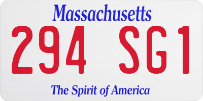 MA license plate 294SG1